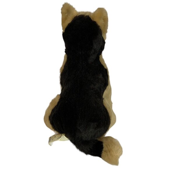 Aux Nations Plush German Shepherd Dog Stuffed Animal Seated Tan Black France - Picture 3 of 11
